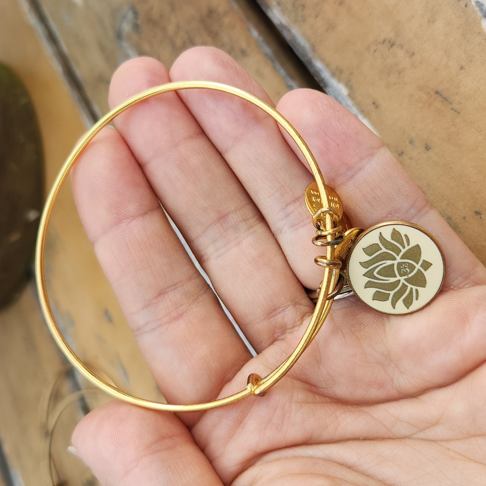 Alex and Ani gold Lotus bracelet